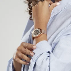 FESTINA Montre Squelette Blanc cadran doré rose fond blanc bracelet acier doré rose Clearance