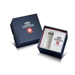 FESTINA SWISS MADE Montre 39 Noir cadran argenté fond noir bracelet acier argenté New