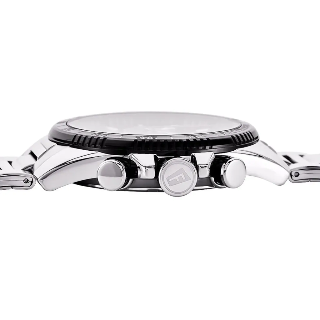 FESTINA Montre Timeless Chronograph Noir cadran argenté fond noir bracelet acier argenté Sale