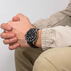 FESTINA Montre Timeless Chronograph Noir cadran argenté fond noir bracelet cuir noir Best