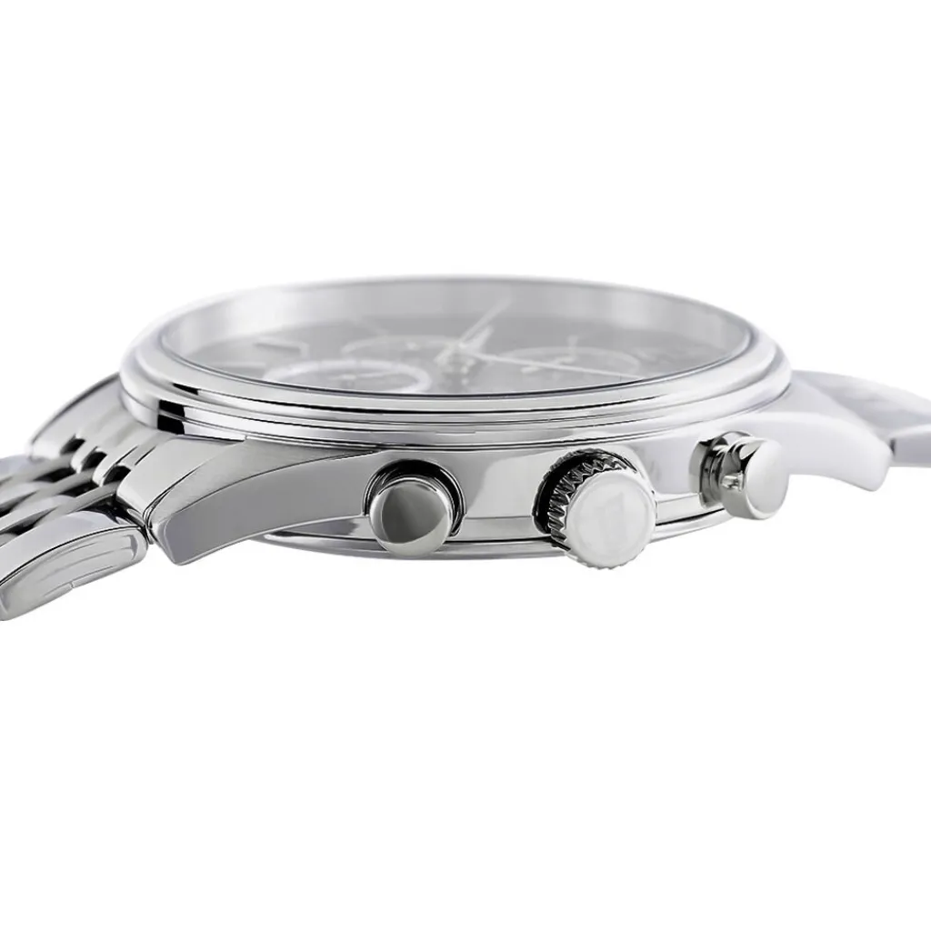 FESTINA Montre Timeless Chronograph Noir cadran argenté fond noir bracelet acier argenté Outlet