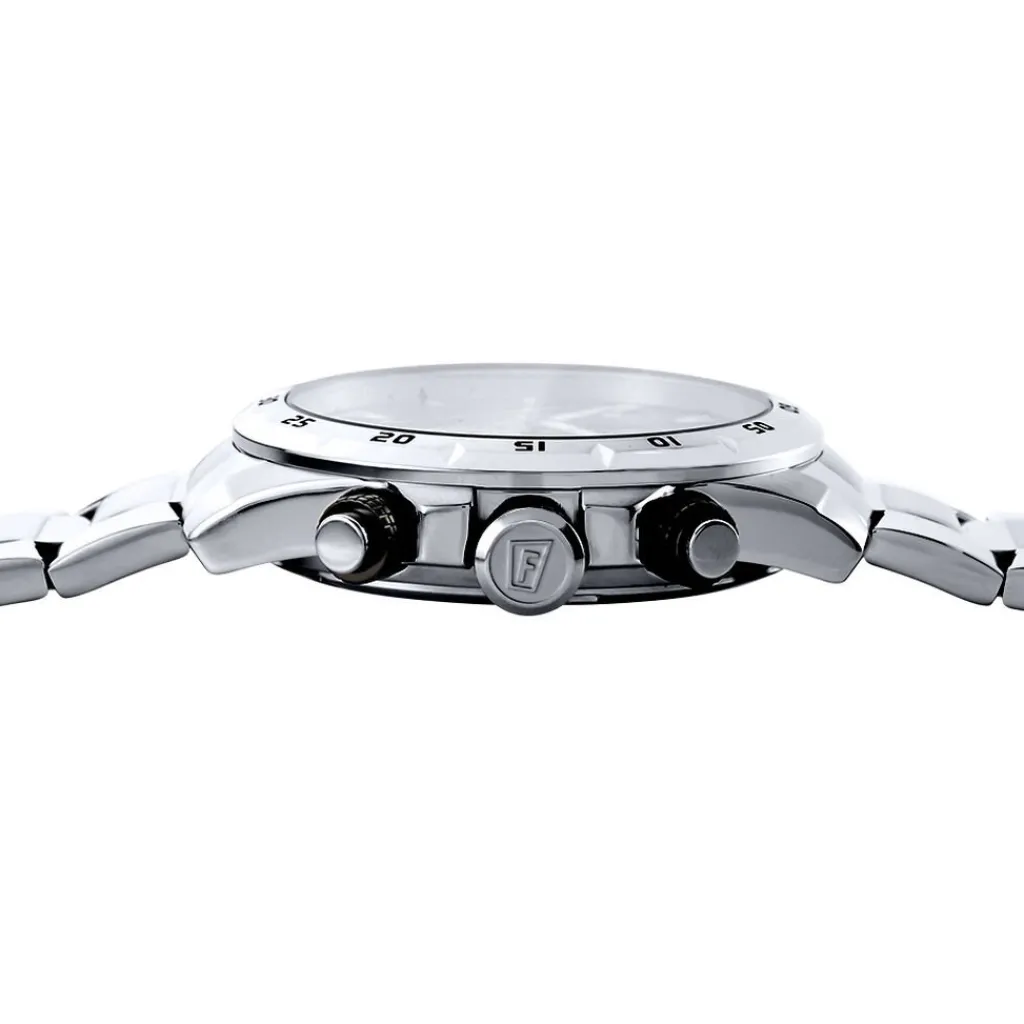 FESTINA Montre Timeless Chronograph Bleu cadran argenté fond bleu bracelet acier argenté Outlet