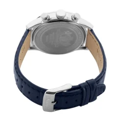 FESTINA Montre Timeless Chronograph Bleu cadran argenté fond bleu bracelet cuir bleu Outlet