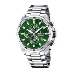 FESTINA Montre Timeless Vert cadran blanc fond vert bracelet acier blanc Sale