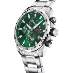 FESTINA Montre Timeless Vert cadran blanc fond vert bracelet acier blanc Sale