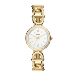 FOSSIL Montre Carlie Blanc cadran doré fond blanc bracelet acier doré Best