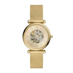 FOSSIL Montre Carlie Mini Me Doré cadran doré fond doré bracelet acier doré Clearance