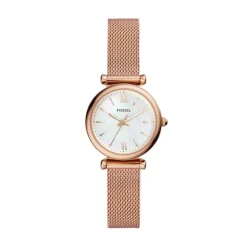 FOSSIL Montre Carlie Mini Nacre cadran doré rose fond nacre bracelet acier doré rose