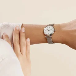 FOSSIL Montre Carlie Mini Nacre cadran argenté fond nacre bracelet acier argenté Hot