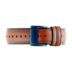 FOSSIL Montre Grant Bleu cadran argenté fond bleu bracelet cuir marron Online