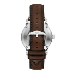FOSSIL Montre Heritage Crème cadran argenté fond crème bracelet cuir de vache marron Hot