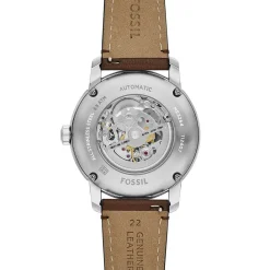 FOSSIL Montre Heritage Crème cadran argenté fond crème bracelet cuir de vache marron Hot