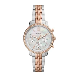 FOSSIL Montre Neutra Nacre cadran argenté fond nacre bracelet acier bicolore Outlet