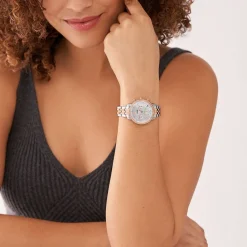 FOSSIL Montre Neutra Nacre cadran argenté fond nacre bracelet acier bicolore Outlet