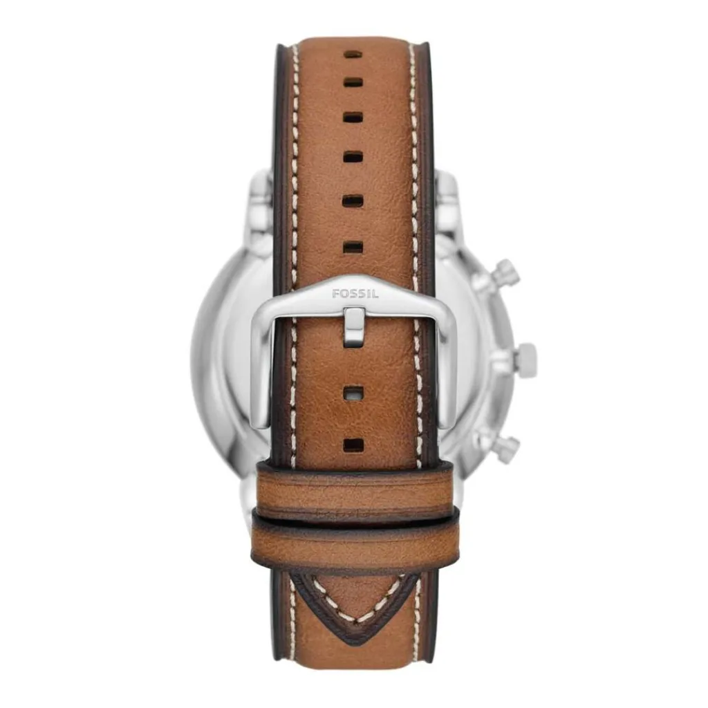 FOSSIL Montre Neutra Vert cadran argenté fond vert bracelet cuir marron New