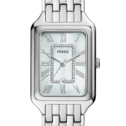 FOSSIL Montre Raquel Blanc cadran argenté fond blanc bracelet acier argenté New