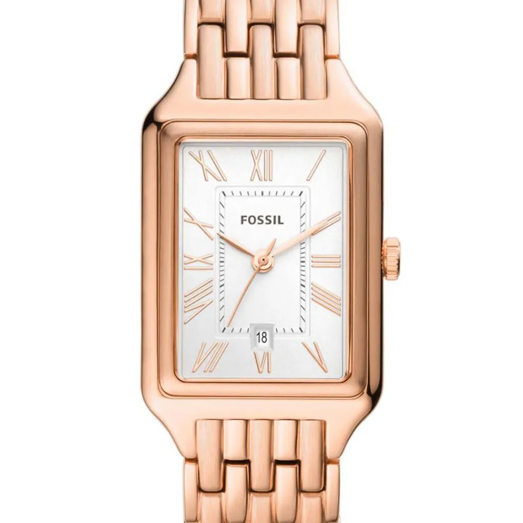 FOSSIL Montre Raquel Blanc cadran rose fond blanc bracelet acier rose Outlet