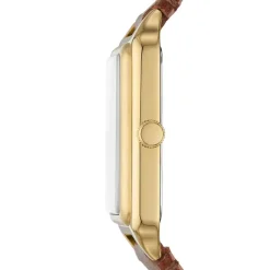 FOSSIL Montre Raquel Blanc cadran doré fond blanc bracelet cuir marron Outlet