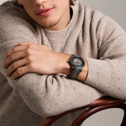 FOSSIL Montre Townsman Blanc cadran gris fond blanc bracelet acier gris Sale