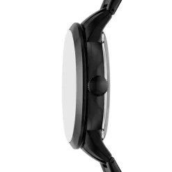 FOSSIL Montre Townsman Blanc cadran noir fond blanc bracelet acier noir