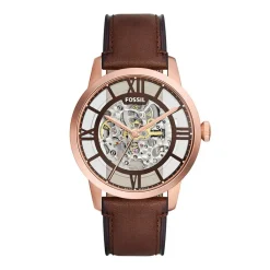 FOSSIL Montre Townsman Marron cadran rosé fond marron bracelet cuir de vache marron New