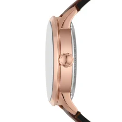 FOSSIL Montre Townsman Marron cadran rosé fond marron bracelet cuir de vache marron New