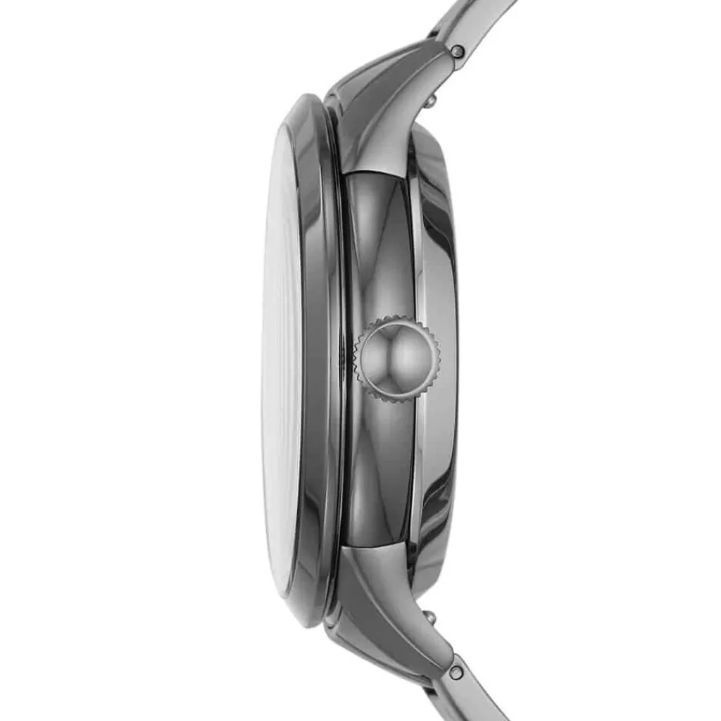 FOSSIL Montre Townsman Noir cadran gris fond noir bracelet acier argenté Hot