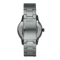 FOSSIL Montre Townsman Noir cadran gris fond noir bracelet acier argenté Hot
