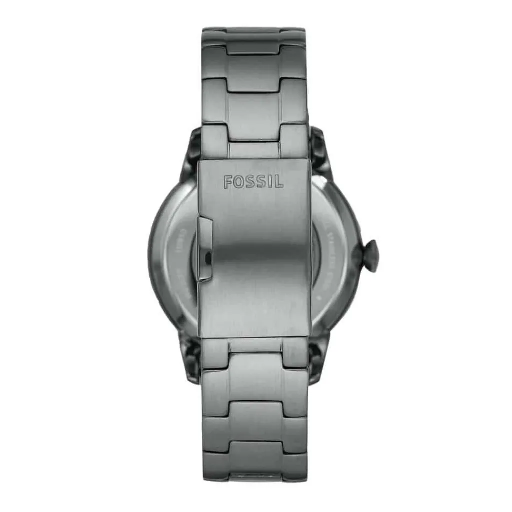 FOSSIL Montre Townsman Noir cadran gris fond noir bracelet acier argenté Hot