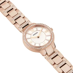 FOSSIL Montre Virginia Argent cadran doré rose fond argenté bracelet acier doré rose Best