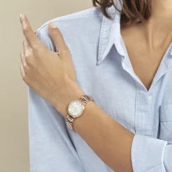 FOSSIL Montre Virginia Argent cadran doré rose fond argenté bracelet acier doré rose Best