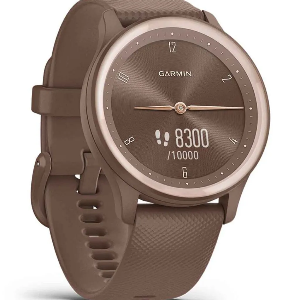 GARMIN Montre Vivomove Sport Chocolat cadran chocolat fond chocolat bracelet silicone chocolat New