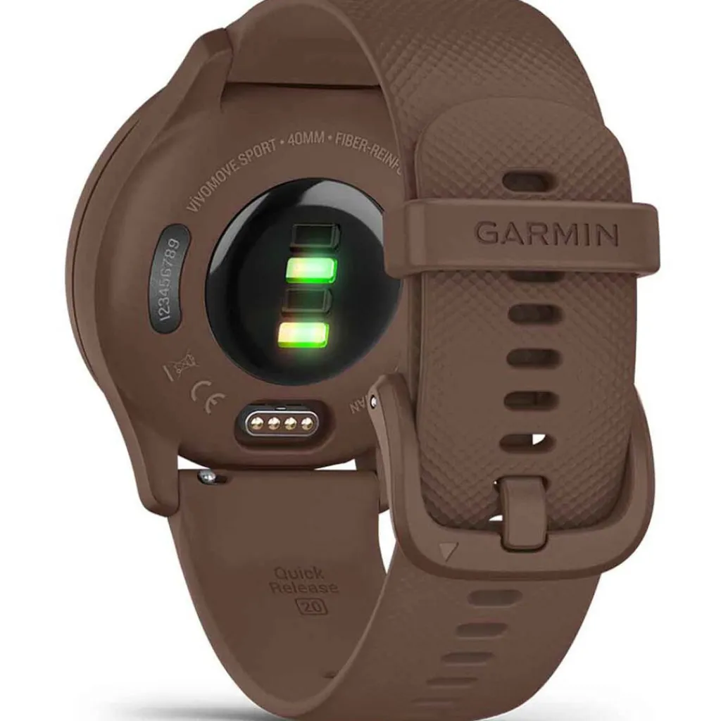 GARMIN Montre Vivomove Sport Chocolat cadran chocolat fond chocolat bracelet silicone chocolat New