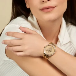 GUESS Montre Lady Idol Champagne cadran doré fond champagne bracelet acier doré Hot