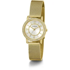 GUESS Montre Melody Blanc cadran doré fond blanc bracelet acier doré Clearance