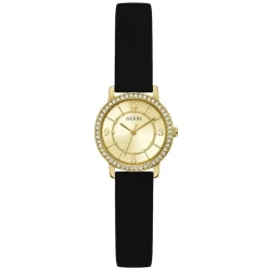 GUESS Montre Melody Champagne cadran doré fond champagne bracelet silicone noir Sale