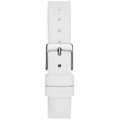 GUESS Montre Mini Luna Argenté cadran argenté fond argenté bracelet silicone blanc Discount