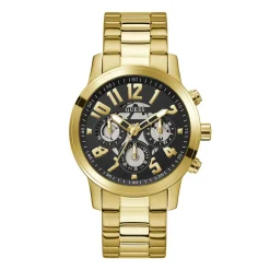 GUESS Montre Parker Noir cadran doré fond noir bracelet acier doré New