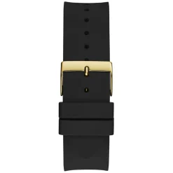 GUESS Montre Reputation Champagne cadran doré fond champagne bracelet silicone noir Discount