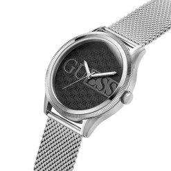 GUESS Montre Reputation Noir cadran argenté fond noir bracelet acier argenté Clearance