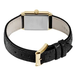 HERBELIN Montre Art Deco Noir cadran dore fond noir bracelet cuir noir New