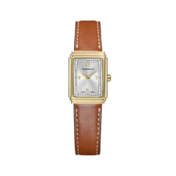 HERBELIN Montre Art Deco Argenté cadran doré fond argenté bracelet cuir marron Outlet