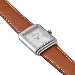 HERBELIN Montre Art Deco Argenté cadran argenté fond argenté bracelet cuir marron Discount