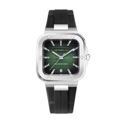 HERBELIN Montre Cap Camarat Vert cadran argenté fond vert bracelet silicone noir Hot