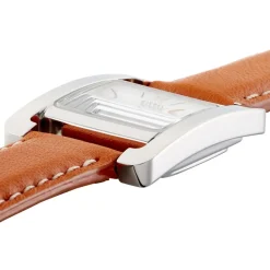 HERBELIN Montre 5Eme Avenue Blanc cadran argenté fond blanc bracelet cuir orange New