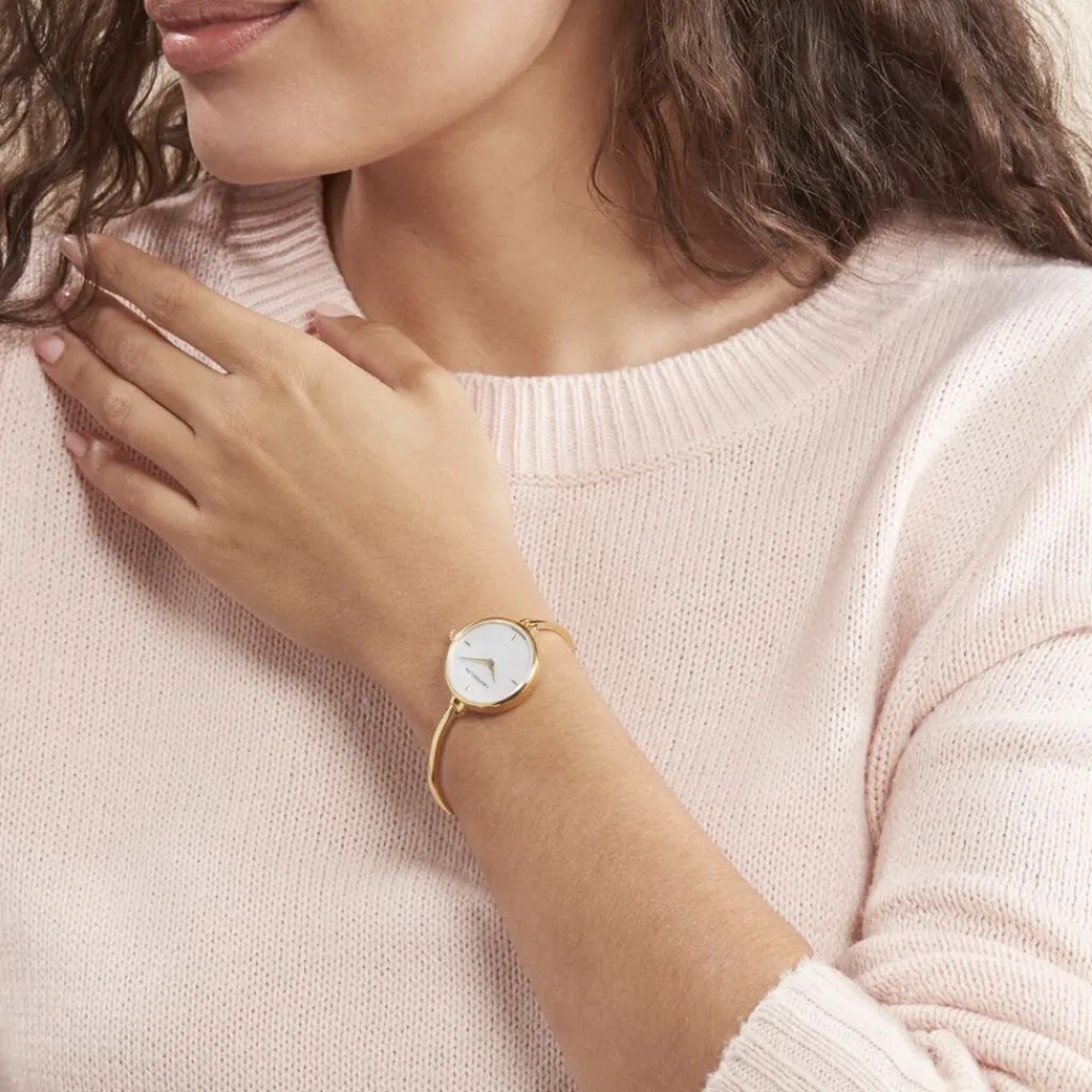 HERBELIN Montre Fil Nacre cadran doré fond nacre bracelet acier doré Discount