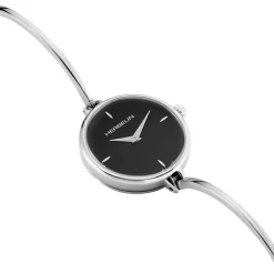 HERBELIN Montre Fil Noir cadran argenté fond noir bracelet acier argenté Outlet