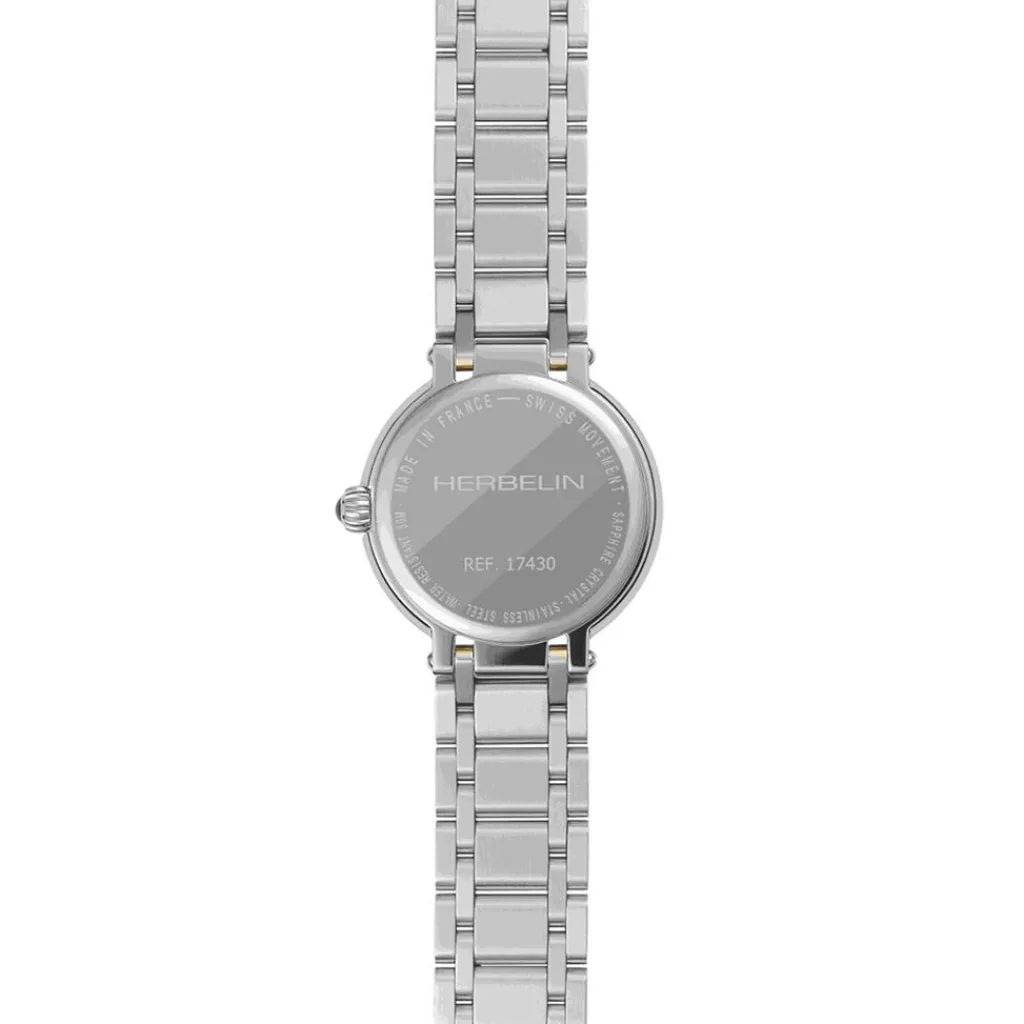 HERBELIN Montre Galet Blanc cadran bicolore fond blanc bracelet acier bicolore Outlet