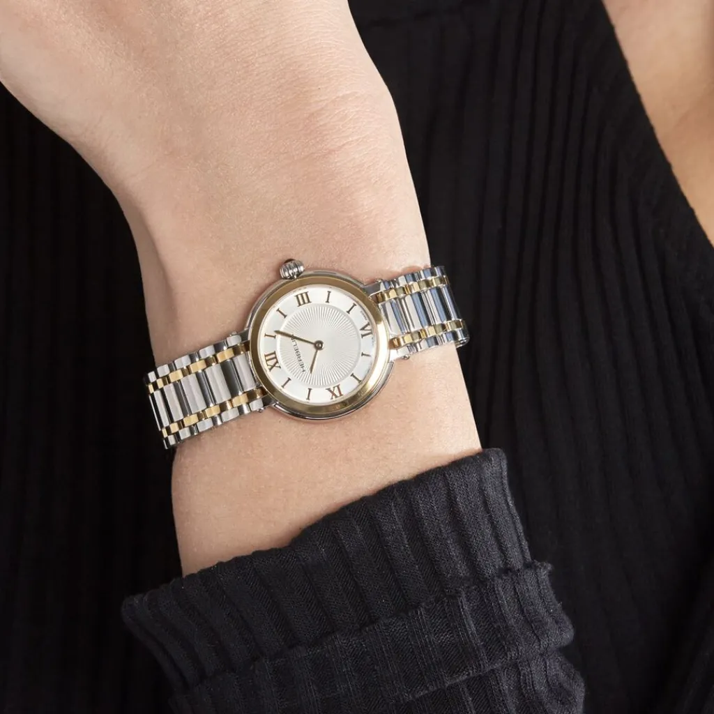 HERBELIN Montre Galet Blanc cadran bicolore fond blanc bracelet acier bicolore Outlet