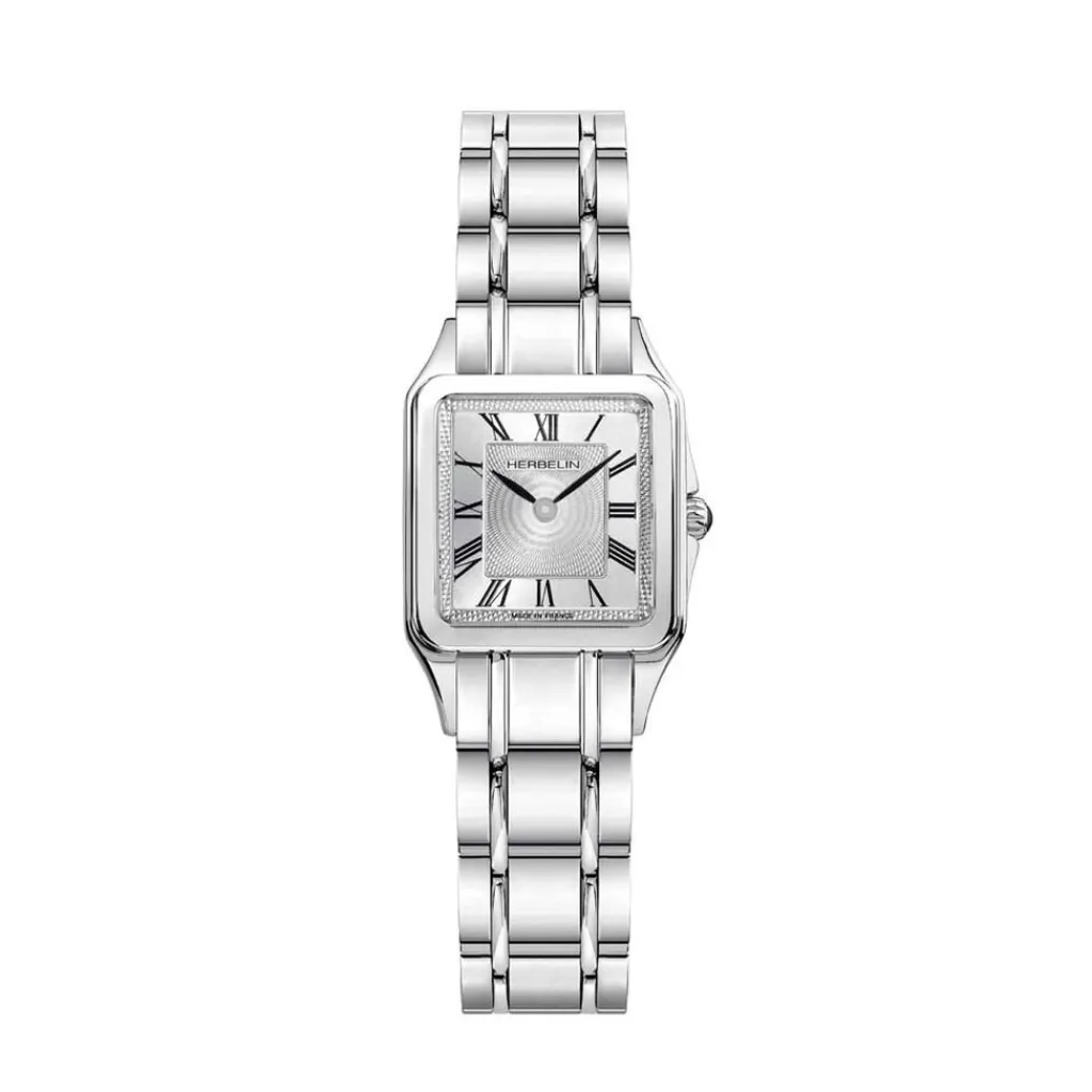 HERBELIN Montre Luna Argent cadran argenté fond argenté bracelet acier argenté